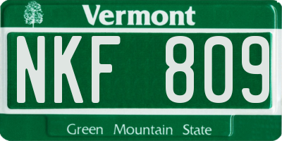 VT license plate NKF809