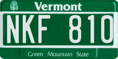 VT license plate NKF810