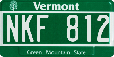 VT license plate NKF812