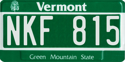 VT license plate NKF815