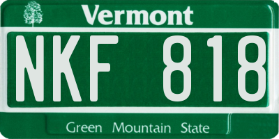 VT license plate NKF818