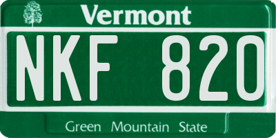 VT license plate NKF820