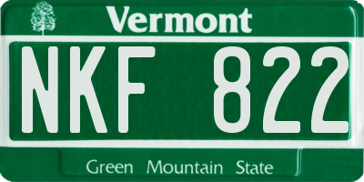 VT license plate NKF822