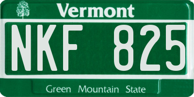 VT license plate NKF825