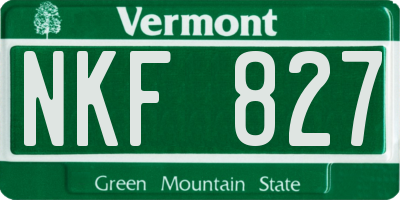 VT license plate NKF827