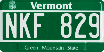 VT license plate NKF829