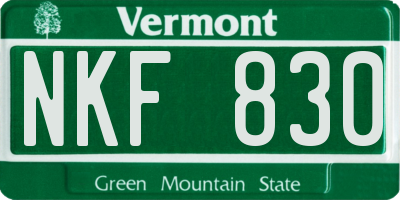 VT license plate NKF830