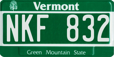 VT license plate NKF832