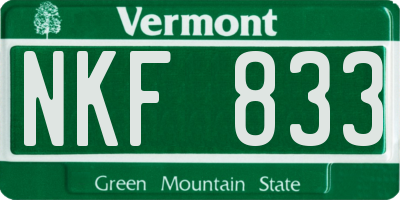 VT license plate NKF833