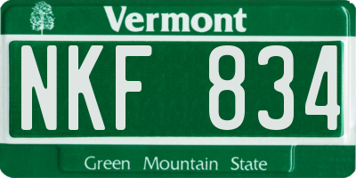 VT license plate NKF834