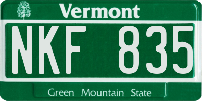 VT license plate NKF835