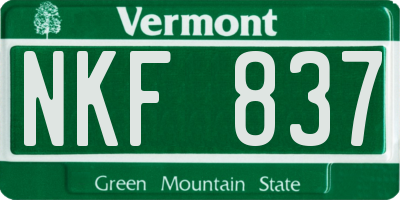 VT license plate NKF837