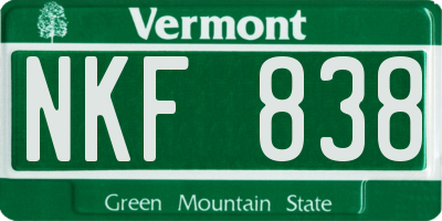 VT license plate NKF838