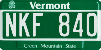 VT license plate NKF840