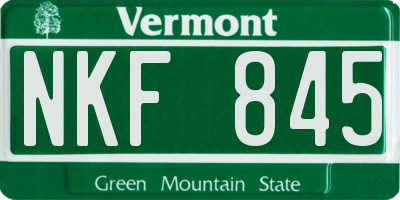 VT license plate NKF845
