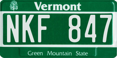VT license plate NKF847