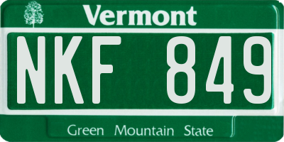 VT license plate NKF849