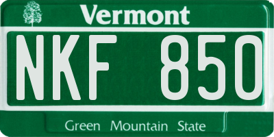 VT license plate NKF850