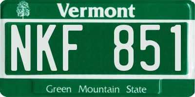 VT license plate NKF851
