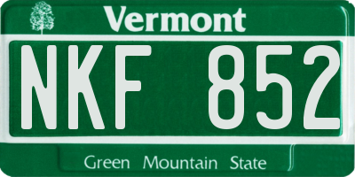 VT license plate NKF852