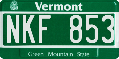 VT license plate NKF853