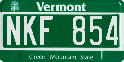 VT license plate NKF854
