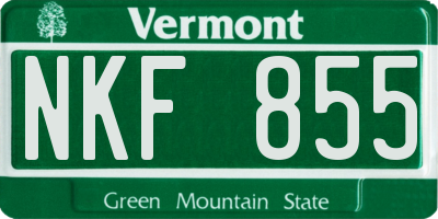 VT license plate NKF855