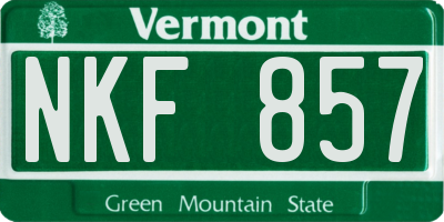 VT license plate NKF857