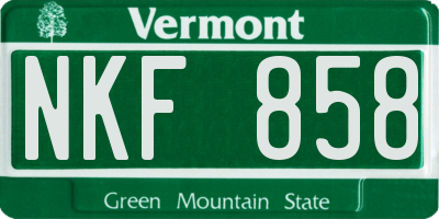 VT license plate NKF858