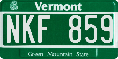 VT license plate NKF859