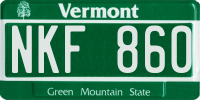 VT license plate NKF860