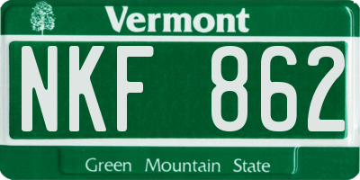VT license plate NKF862