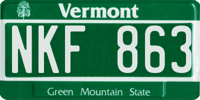 VT license plate NKF863