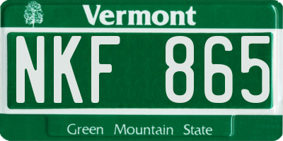 VT license plate NKF865