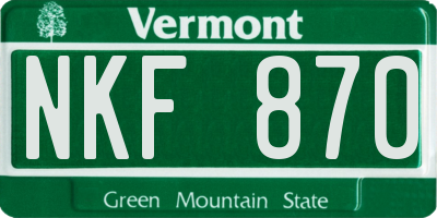 VT license plate NKF870
