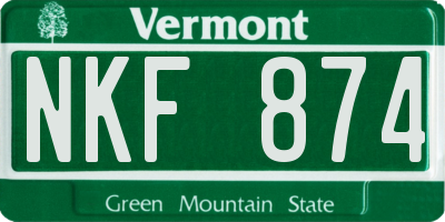 VT license plate NKF874