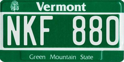 VT license plate NKF880