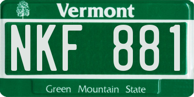 VT license plate NKF881