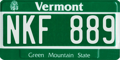 VT license plate NKF889