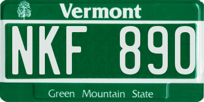 VT license plate NKF890