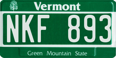 VT license plate NKF893