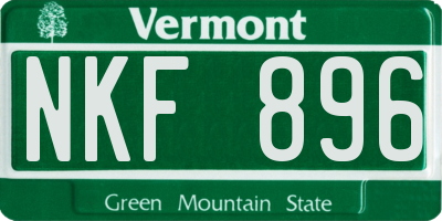 VT license plate NKF896