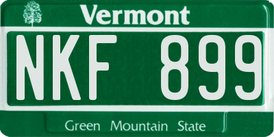 VT license plate NKF899