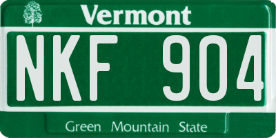 VT license plate NKF904