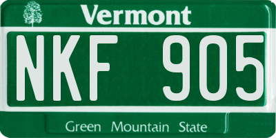 VT license plate NKF905
