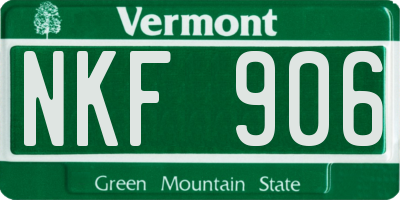 VT license plate NKF906