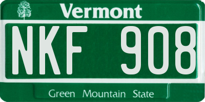VT license plate NKF908