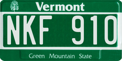 VT license plate NKF910