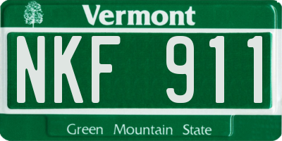 VT license plate NKF911