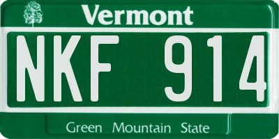 VT license plate NKF914